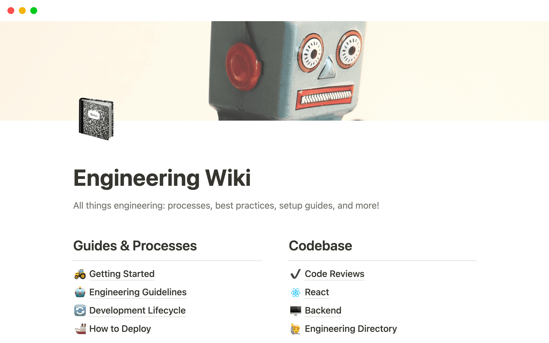 Our Engineering teamspace keeps technical docs structured for daily use while staying accessible to cross-functional teams. With tailored templates, stakeholder-friendly views, and verified pages, knowledge stays organized, up-to-date, and discoverable.