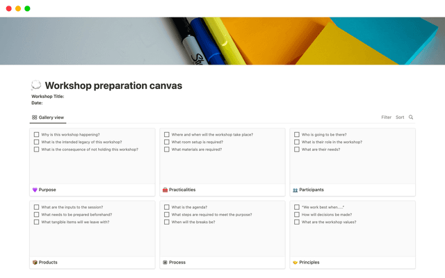 Workshop preparation canvas