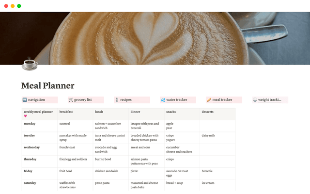That Girl Aesthetic Meal Planner