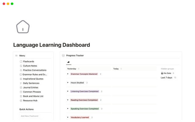 Language Learning Dashboard